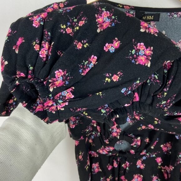 NEW AFRM Hart Floral Print Peplum Cutout Top Bohemian Nordstrom Bell Sleeve Boho - Picture 7 of 15